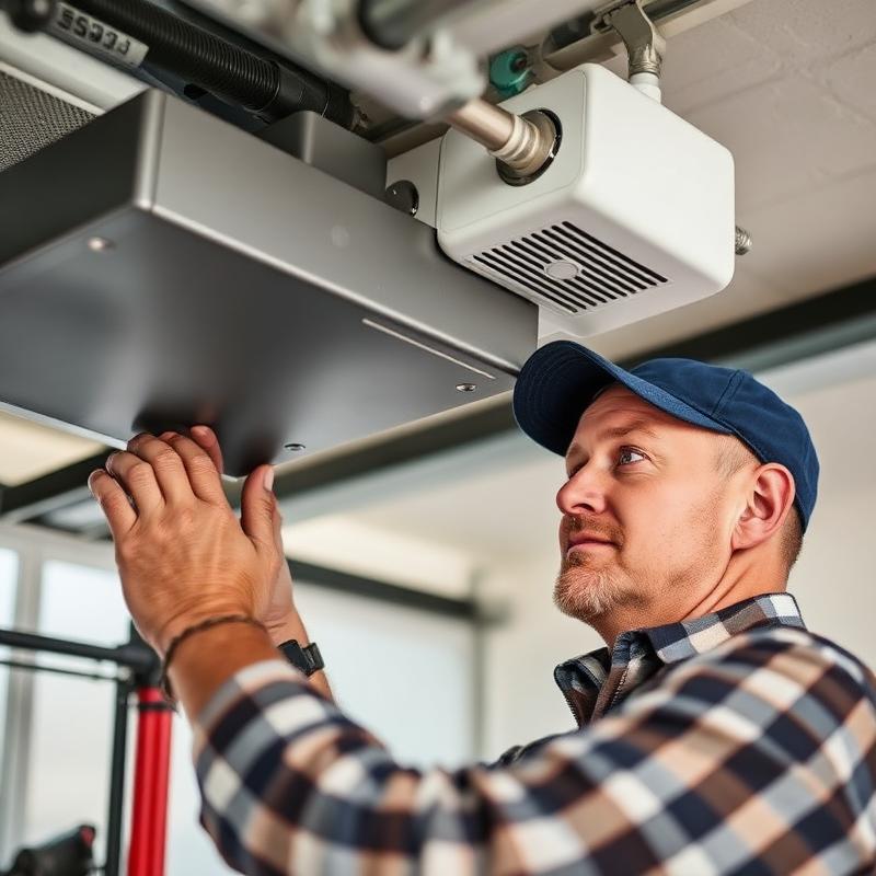 Experienced Garage Door Sherborn technician adjusting garage door opener motor